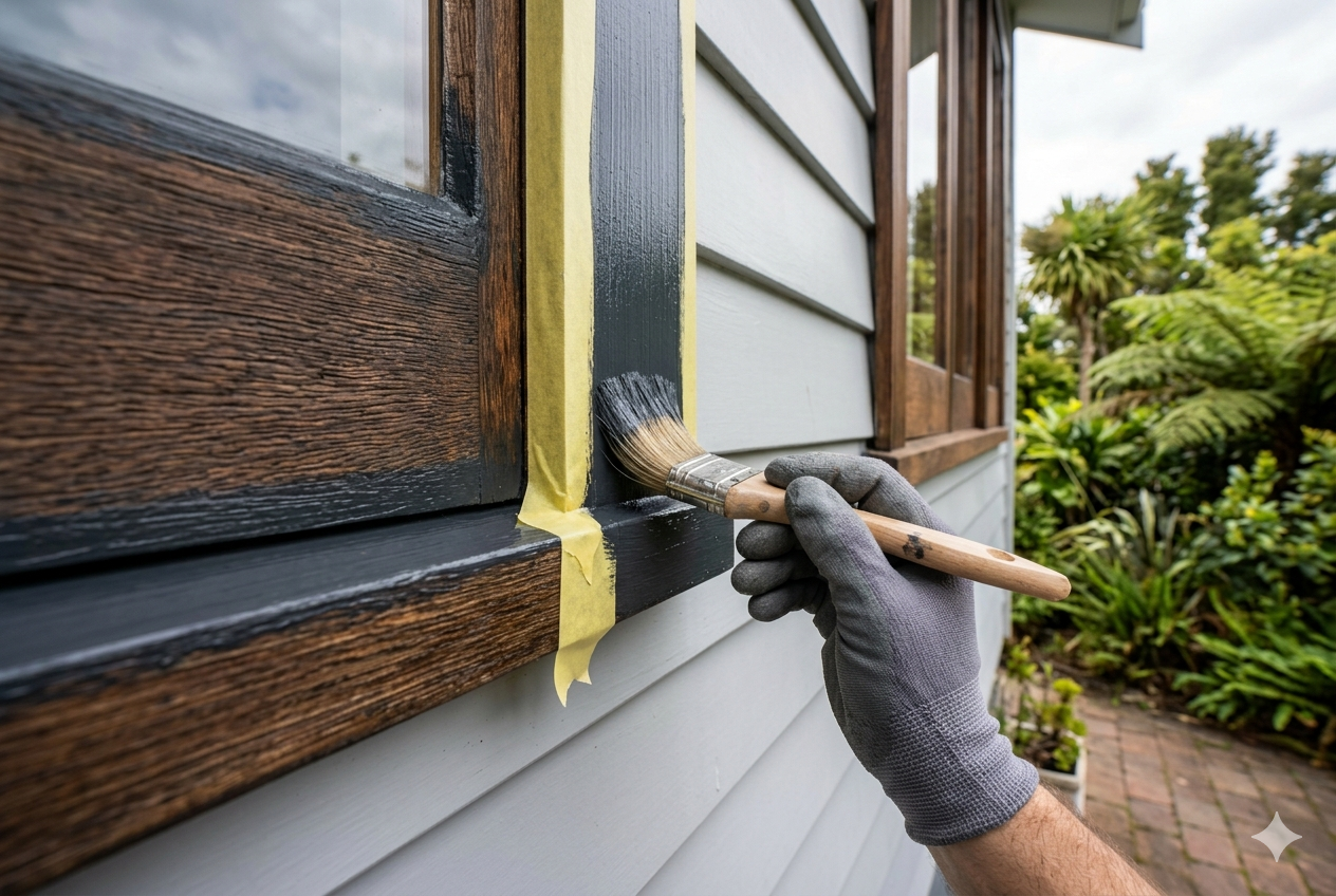 Painting brush detail on NZ home